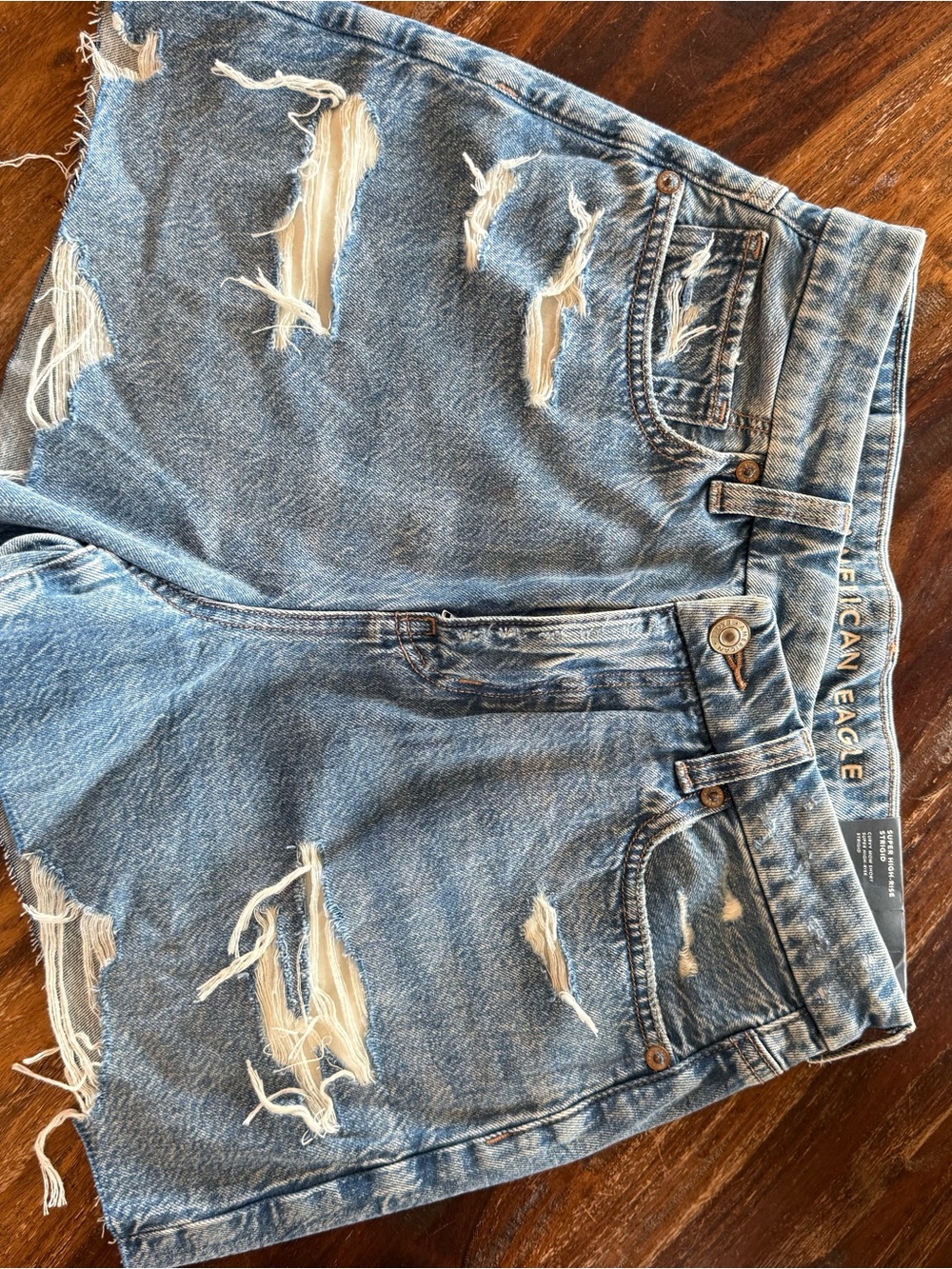 American Eagle Outfitters Light Blue Distressed Denim Shorts